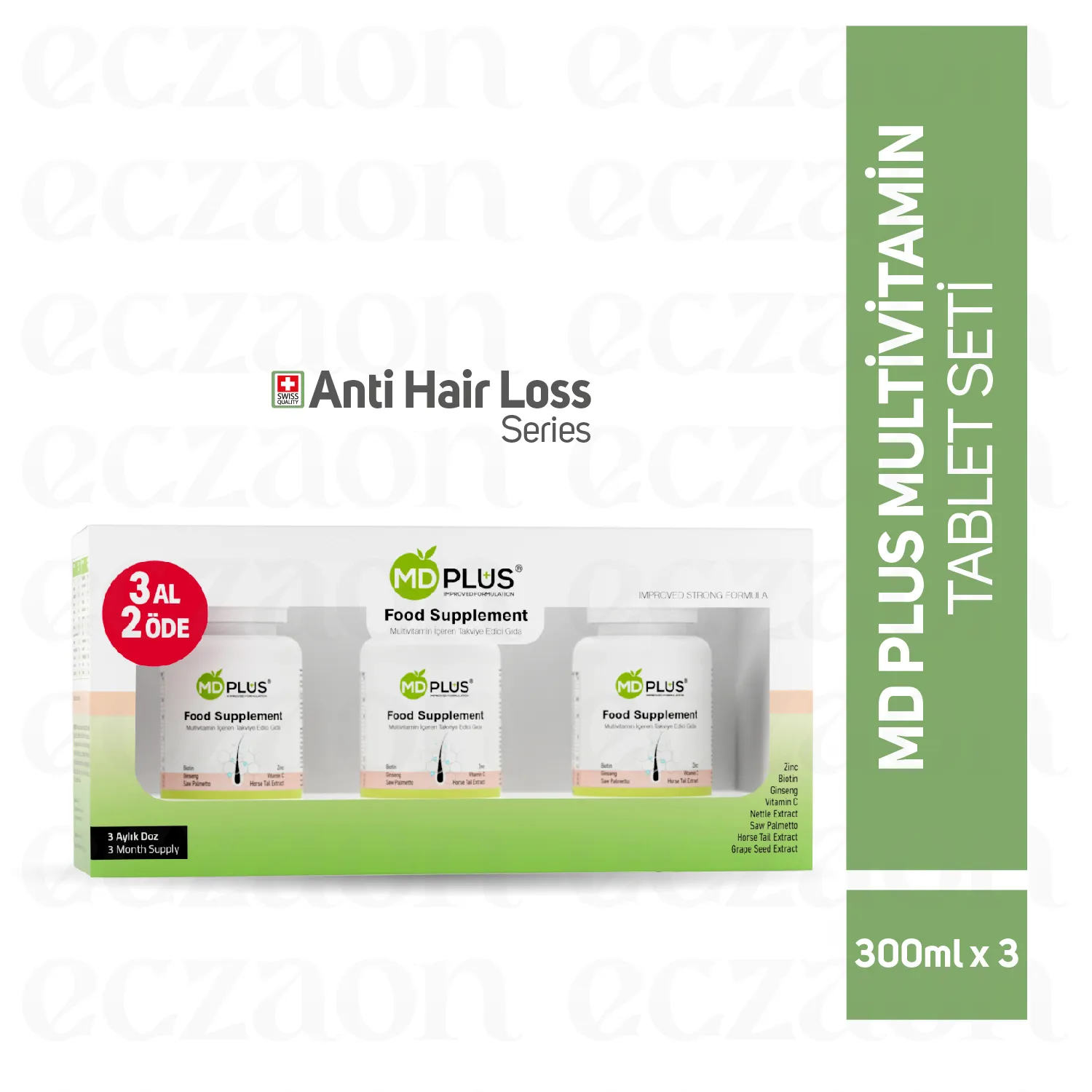 Md-Plus Hair Multivitamin 60 Tablet *3Pcs Set