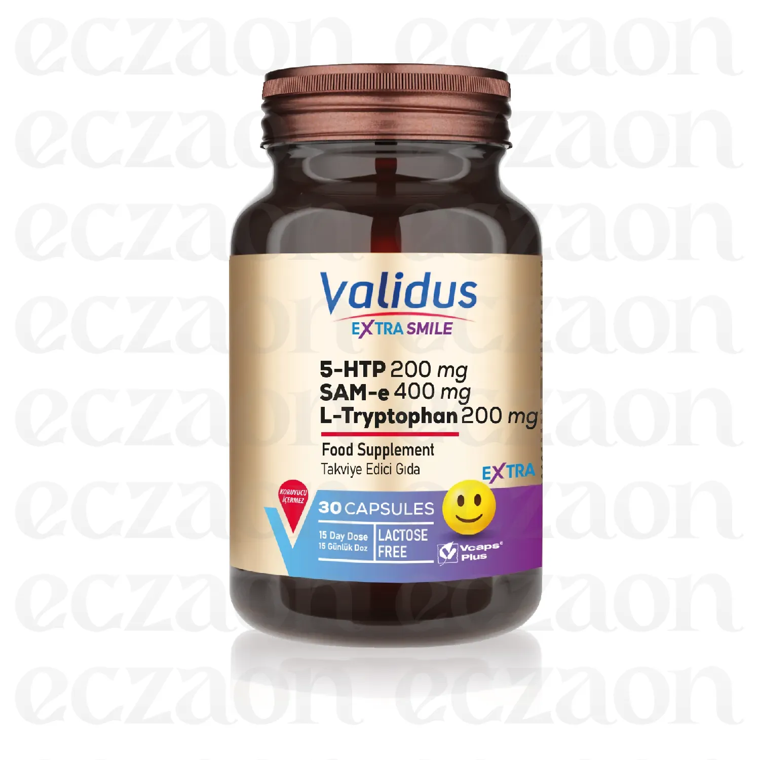 Extra Smile 5-HTTP 200 mg + L- Tryptophan 200 mg + Sam-e 400 mg 30 Capsules (Vcaps Plus)