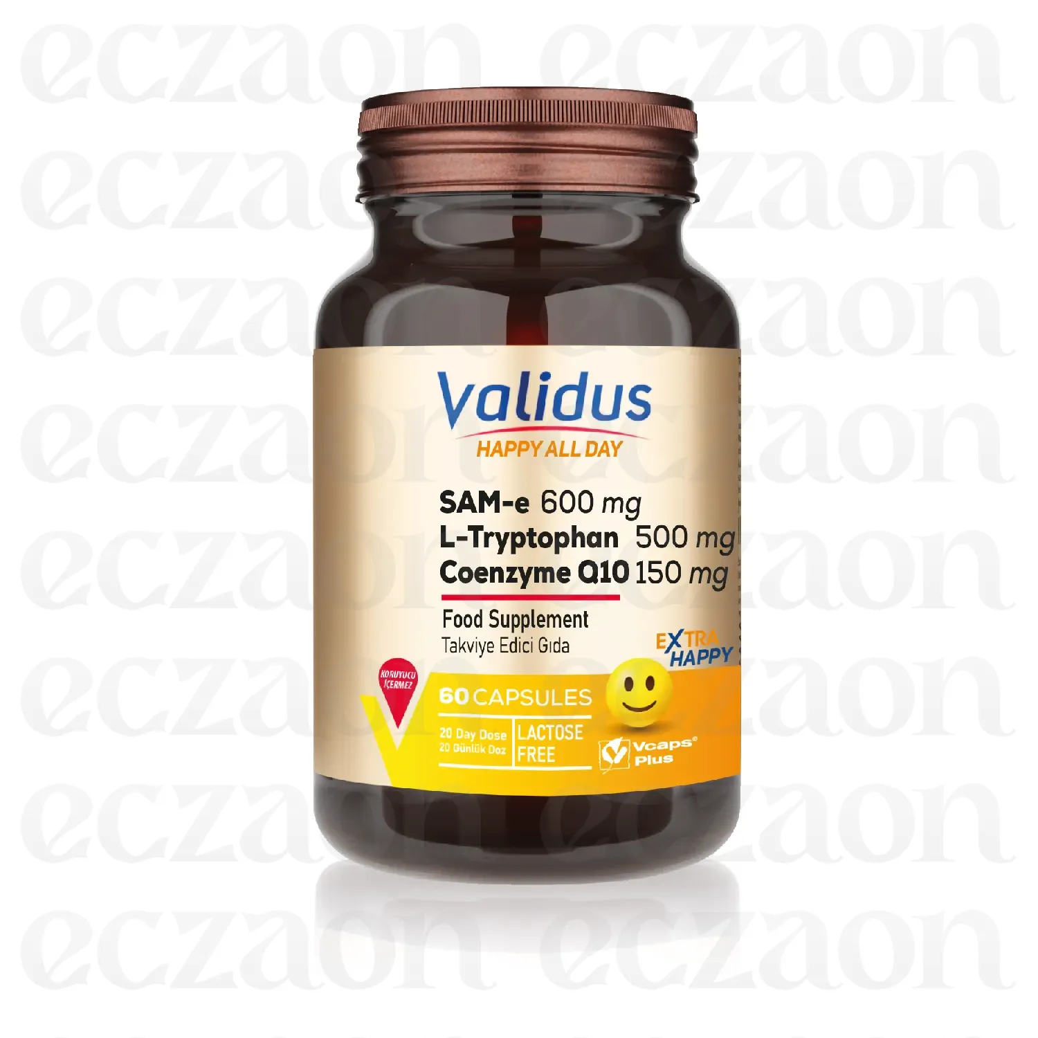 All Day Happy Sam-e 600 mg 60 Capsules (Vcaps Plus)